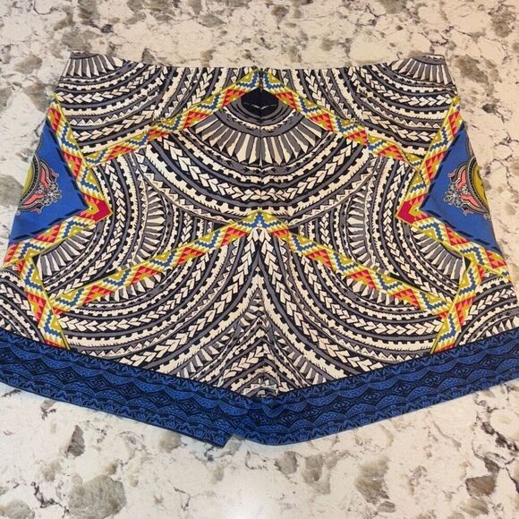 Flying Tomato Shorts Sz L Batik Aztek High Waist Blue/Black - Picture 2 of 6